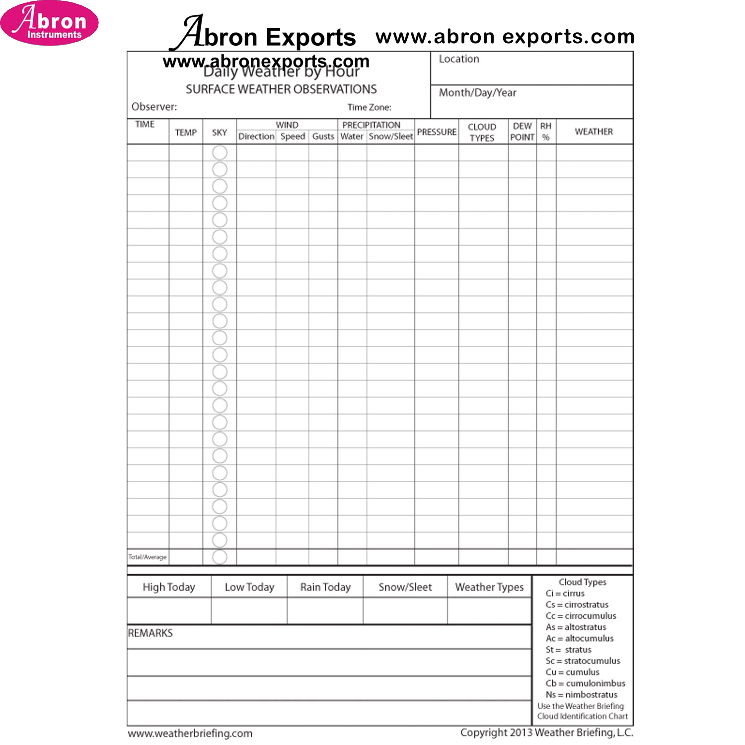 Rain Gauge Recording sheets A4 100 Sheets AM-116D2